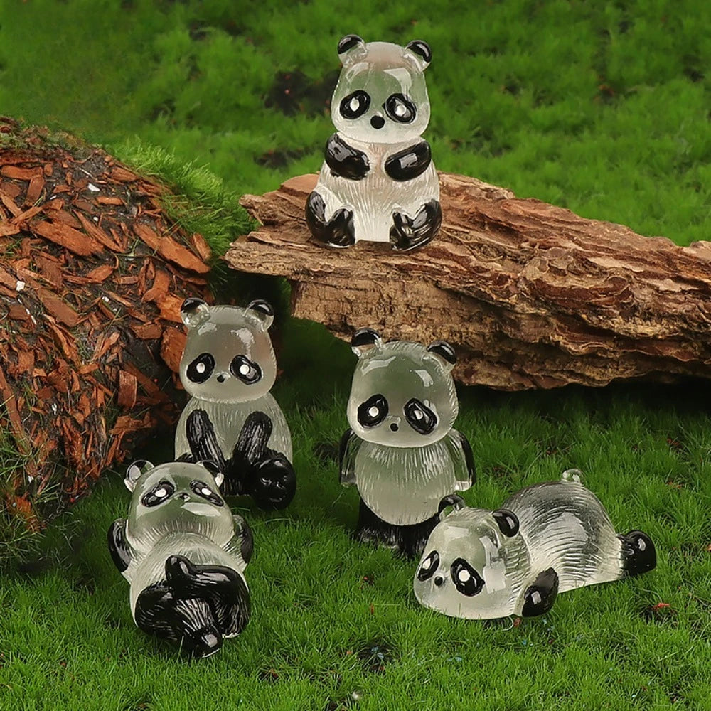 5PCS Luminous Glowing Panda Mini Figurines Glow in Dark Fairy Garden Bonsai Desk Decoration Miniature Ornament Home Accessories