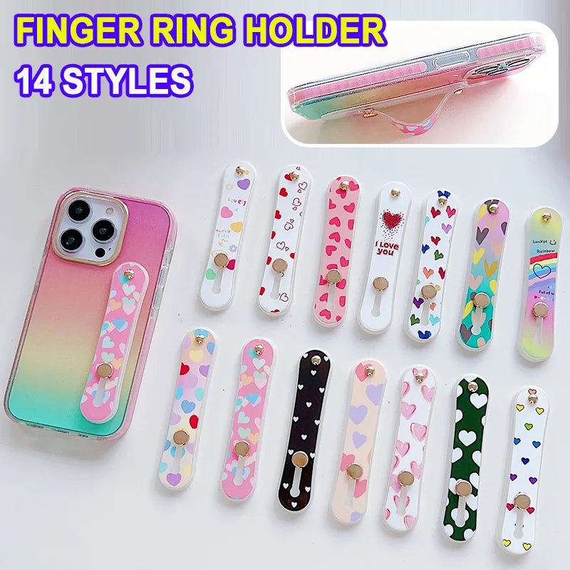 Phone Finger Ring Holder Portable Phone Grip Stand Telescopic Finger Strap Bracket Phone Accessories Universal Colorful Silicone