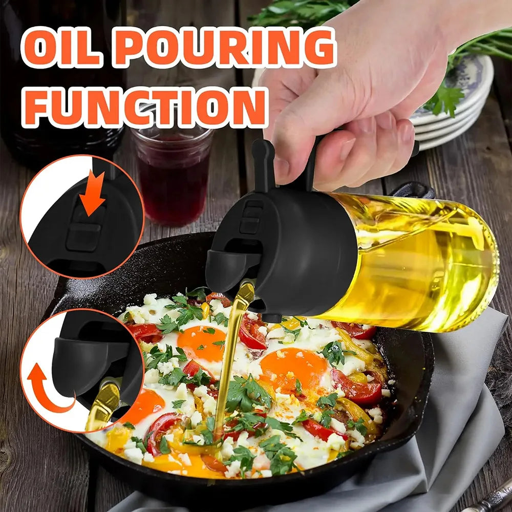 2in1 Glass Spray Oil Sprayer Bottle Spray Oil Dispenser Oil Jar Cruet BBQ Kitchen Baking Roasting Picnic Kitchen Tool