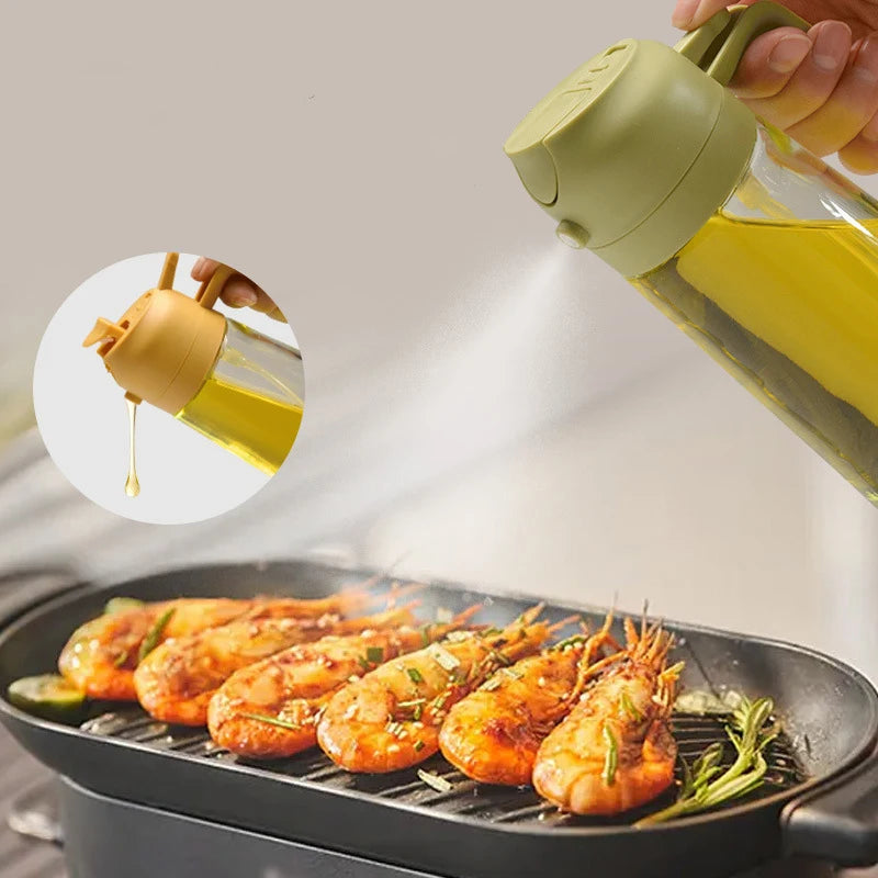 2in1 Glass Spray Oil Sprayer Bottle Spray Oil Dispenser Oil Jar Cruet BBQ Kitchen Baking Roasting Picnic Kitchen Tool