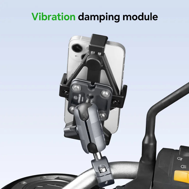FANAUE Motorcycle Phone Holder Accessories 360° Rotatable Adjustable Aluminum Alloy Handlebar Phone Clamp Shock Absorption