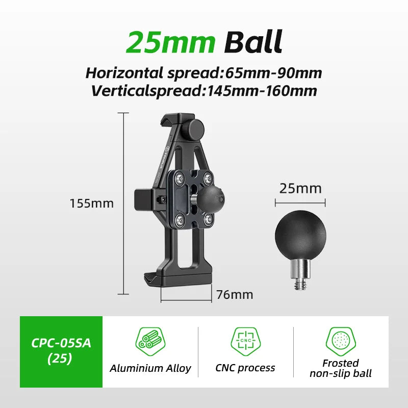 FANAUE Motorcycle Phone Holder Accessories 360° Rotatable Adjustable Aluminum Alloy Handlebar Phone Clamp Shock Absorption