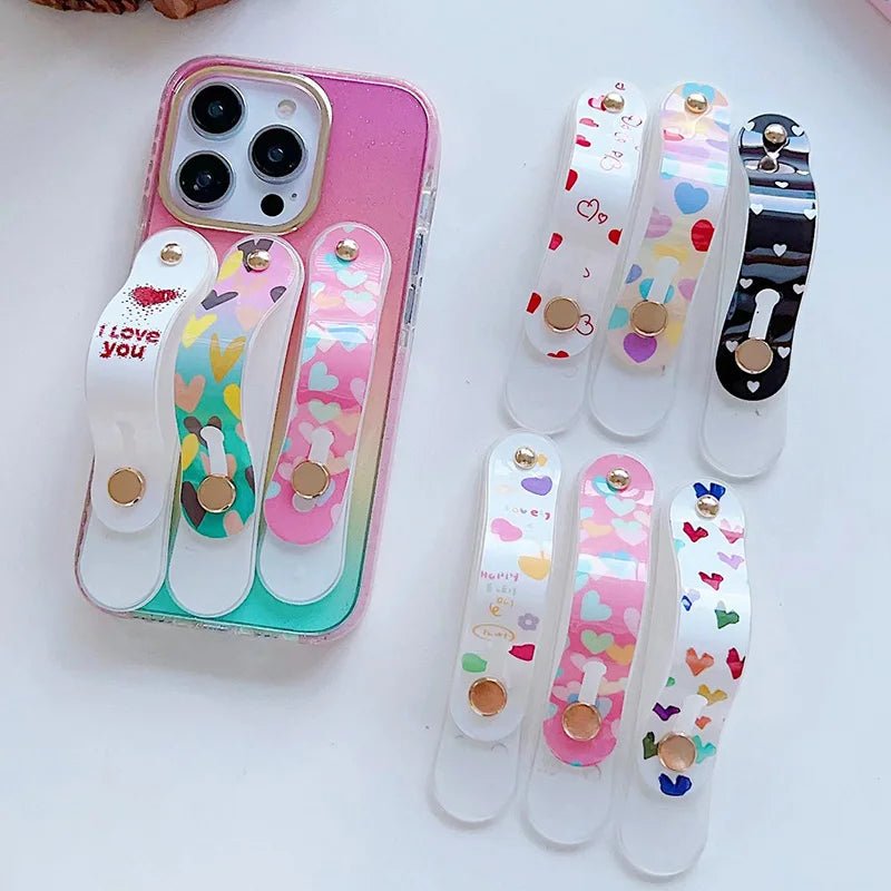 Phone Finger Ring Holder Portable Phone Grip Stand Telescopic Finger Strap Bracket Phone Accessories Universal Colorful Silicone