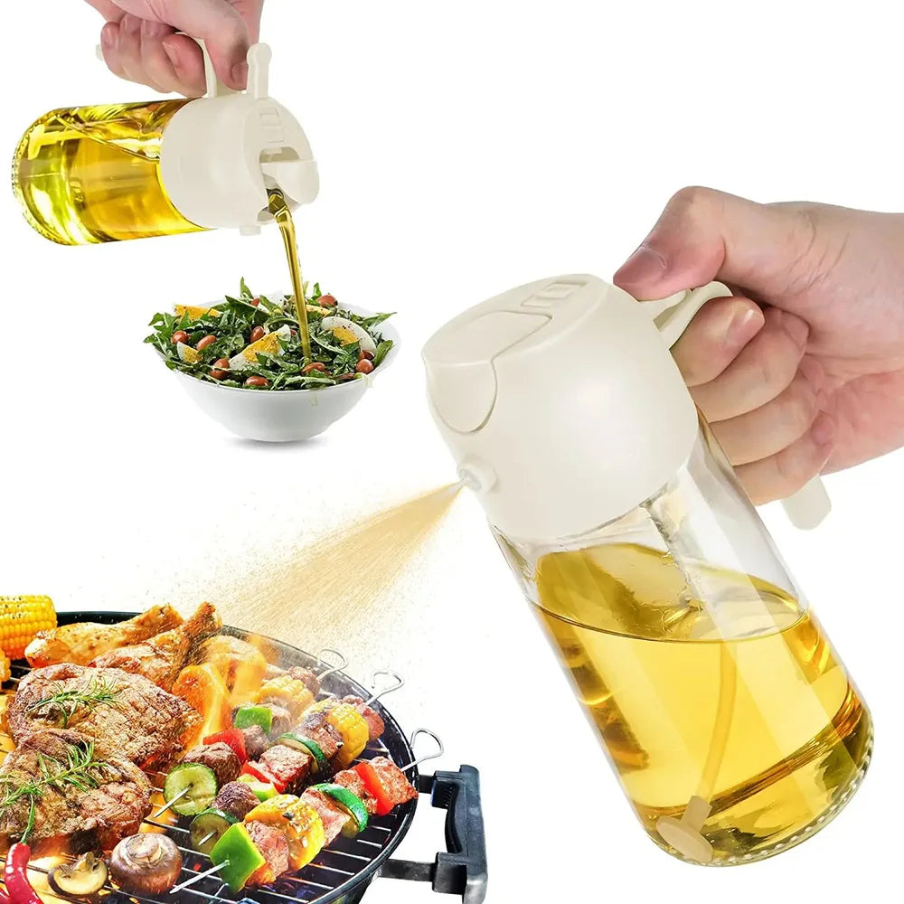 2in1 Glass Spray Oil Sprayer Bottle Spray Oil Dispenser Oil Jar Cruet BBQ Kitchen Baking Roasting Picnic Kitchen Tool