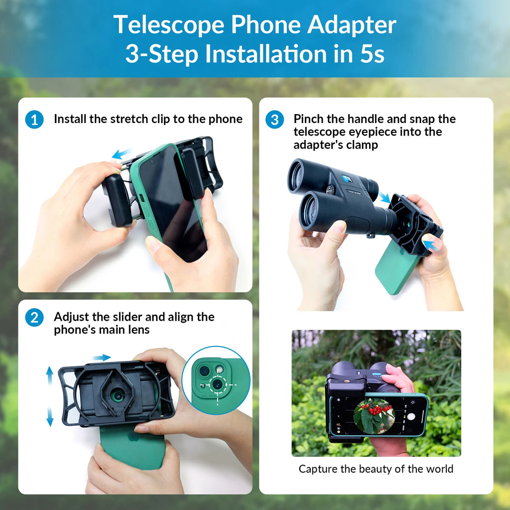 APEXEL Upgraded Phone Adapter Clip Mount for Binoculars Telescope Universal Mobile Phone Holder Connector Bracket Accessories