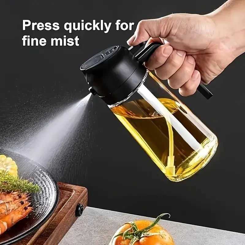 2 In1 Oil Spray Pot Kitchen Household Edible Olive Oil Sprayer Bottle Dispenser Oil Jar Atomized Cruet BBQ Roasting Picnic Tool