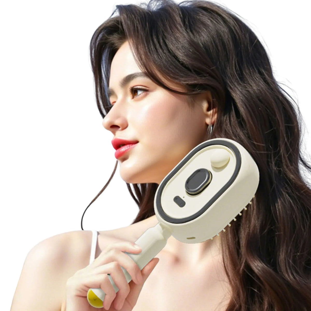 Electric Steam Brush with Water Spray Wet Electrics Hairbrush Anti-Static Red Light Hair Brush for Both Long & Short Hairs