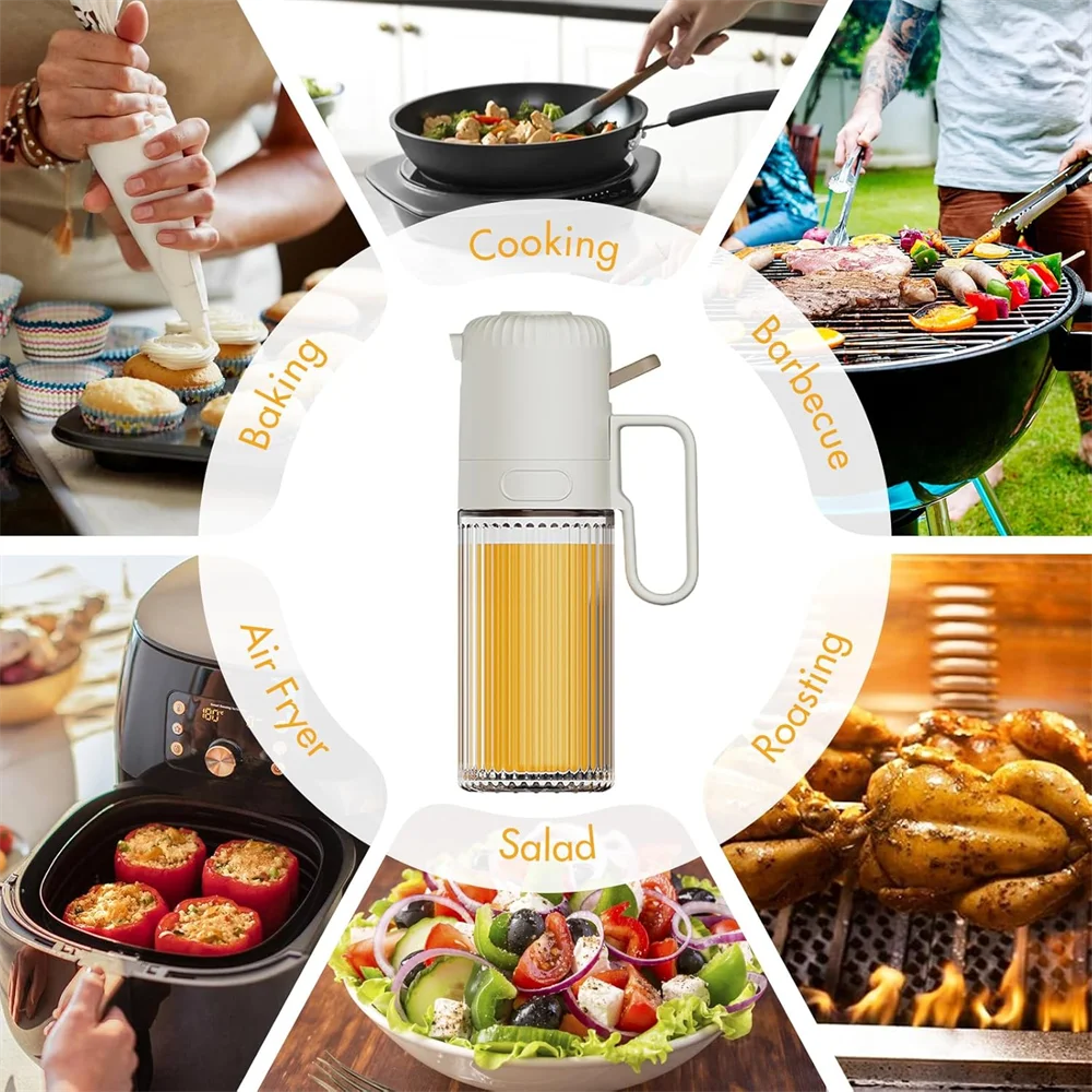 Glass Olive Oil Sprayer Bottle, 250ml, Adjustable, Leak Proof, for Cooking Kitchen, BBQ, Salad, Air Fryers, Light Meals
