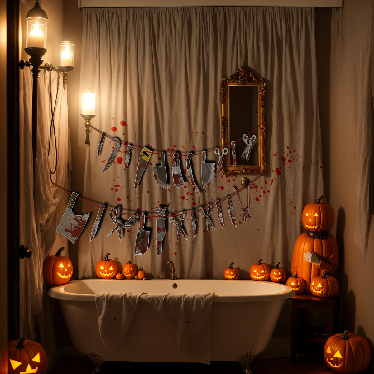 Halloween Decorations, Friday the 13th party, Insane asylum Halloween decorations, Spooky party decor,