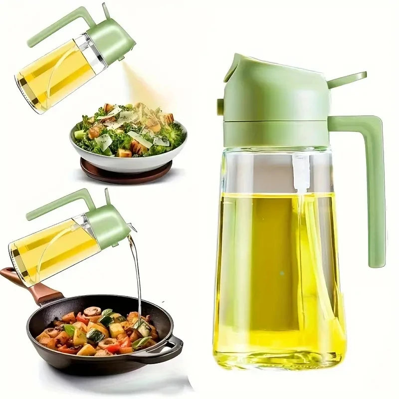 2 In1 Oil Spray Pot Kitchen Household Edible Olive Oil Sprayer Bottle Dispenser Oil Jar Atomized Cruet BBQ Roasting Picnic Tool