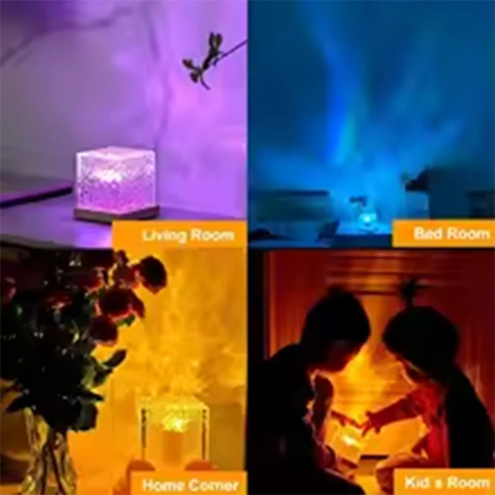 HOMEFISH RGB 16 Colors Aurora Ocean Wave Projector Night Light, Remote Control Rechargeable Table Lamp for Bedroom Decor