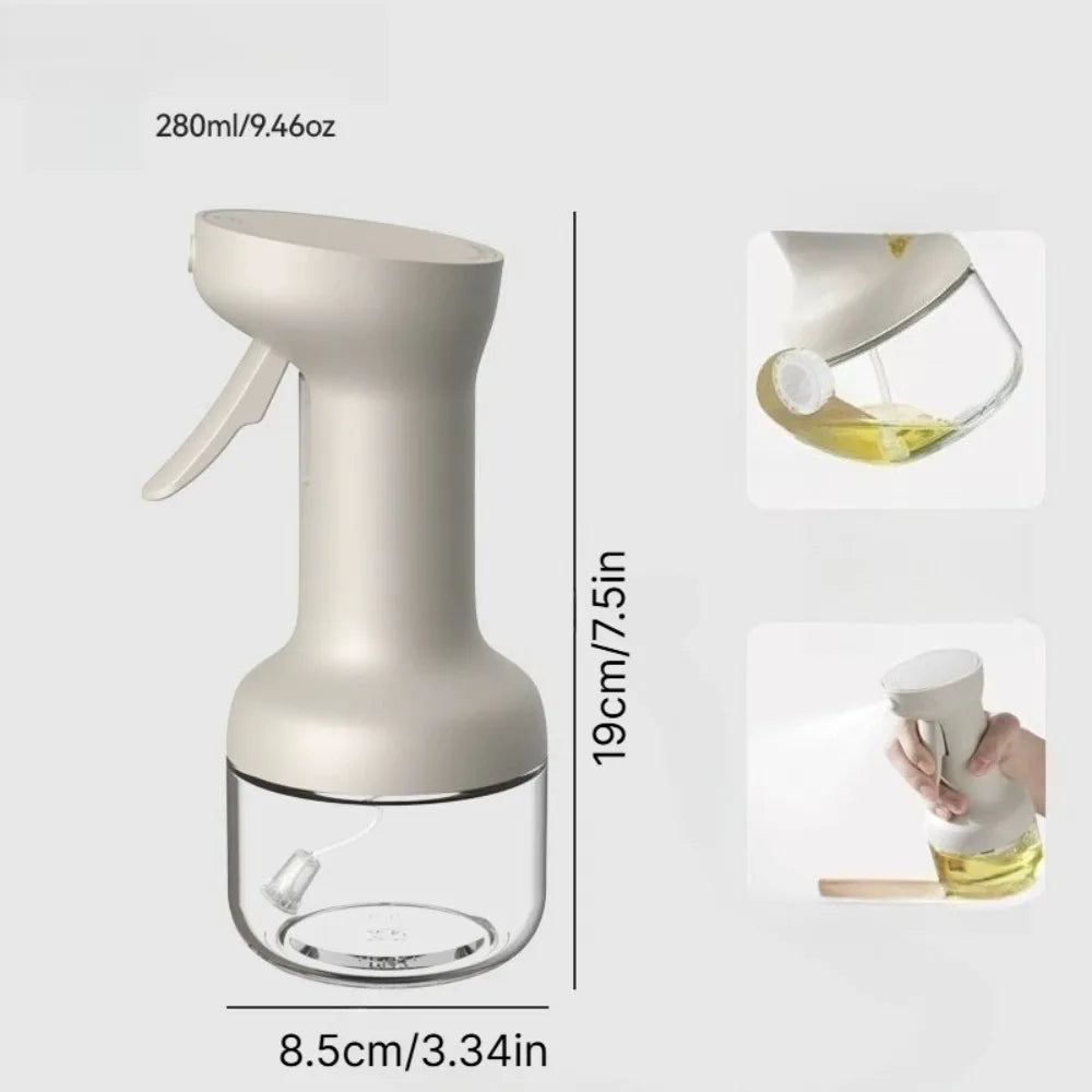 Oil Sprayer for Cooking 280ml Glass Oil Spray Bottle Wide Fan Mist Olive Oil Dispenser Air Fryer BBQ Salad Kitchen Tool