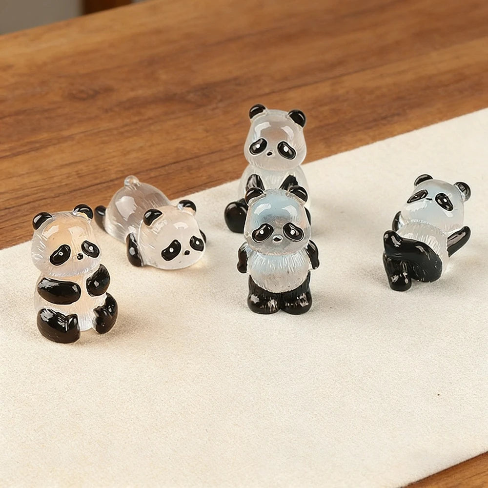5PCS Luminous Glowing Panda Mini Figurines Glow in Dark Fairy Garden Bonsai Desk Decoration Miniature Ornament Home Accessories