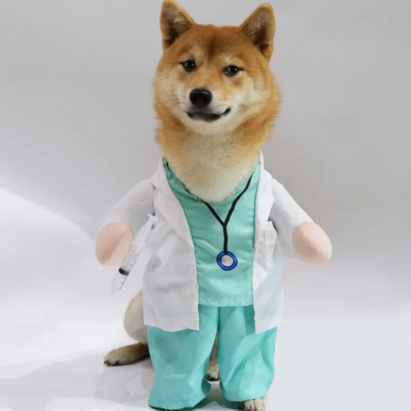 Pet Doctor Costume Veterinarian Scrubs with Lab Coat for Dogs
