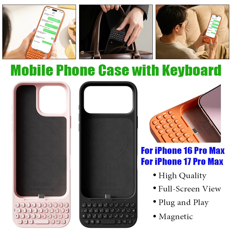 Mobile Phone Case with Keyboard All-in-One Magnetic-Attachment External Keyboard Phone Case For iPhone 16 Pro Max 17 Pro Max