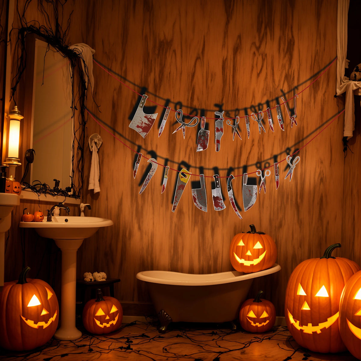 Halloween Decorations, Friday the 13th party, Insane asylum Halloween decorations, Spooky party decor,