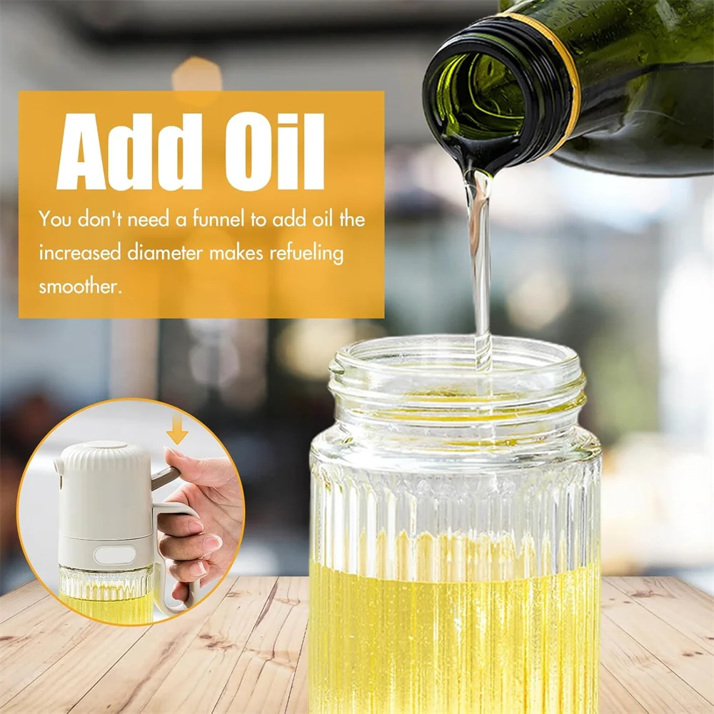 Glass Olive Oil Sprayer Bottle, 250ml, Adjustable, Leak Proof, for Cooking Kitchen, BBQ, Salad, Air Fryers, Light Meals