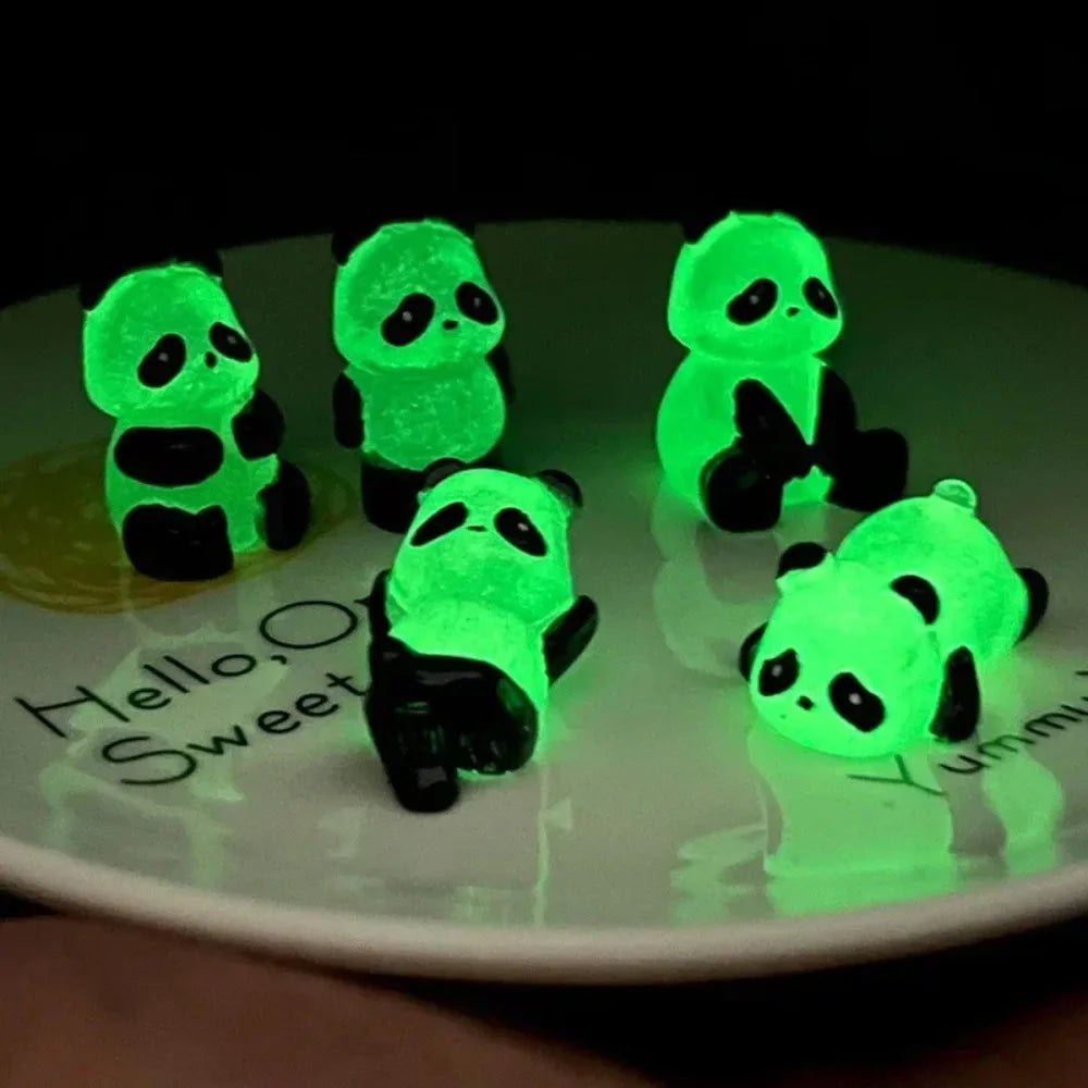 5PCS Luminous Glowing Panda Mini Figurines Glow in Dark Fairy Garden Bonsai Desk Decoration Miniature Ornament Home Accessories