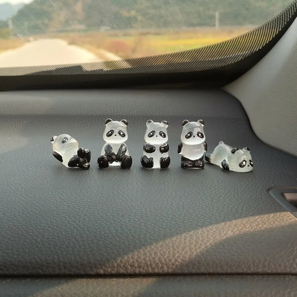5PCS Luminous Glowing Panda Mini Figurines Glow in Dark Fairy Garden Bonsai Desk Decoration Miniature Ornament Home Accessories