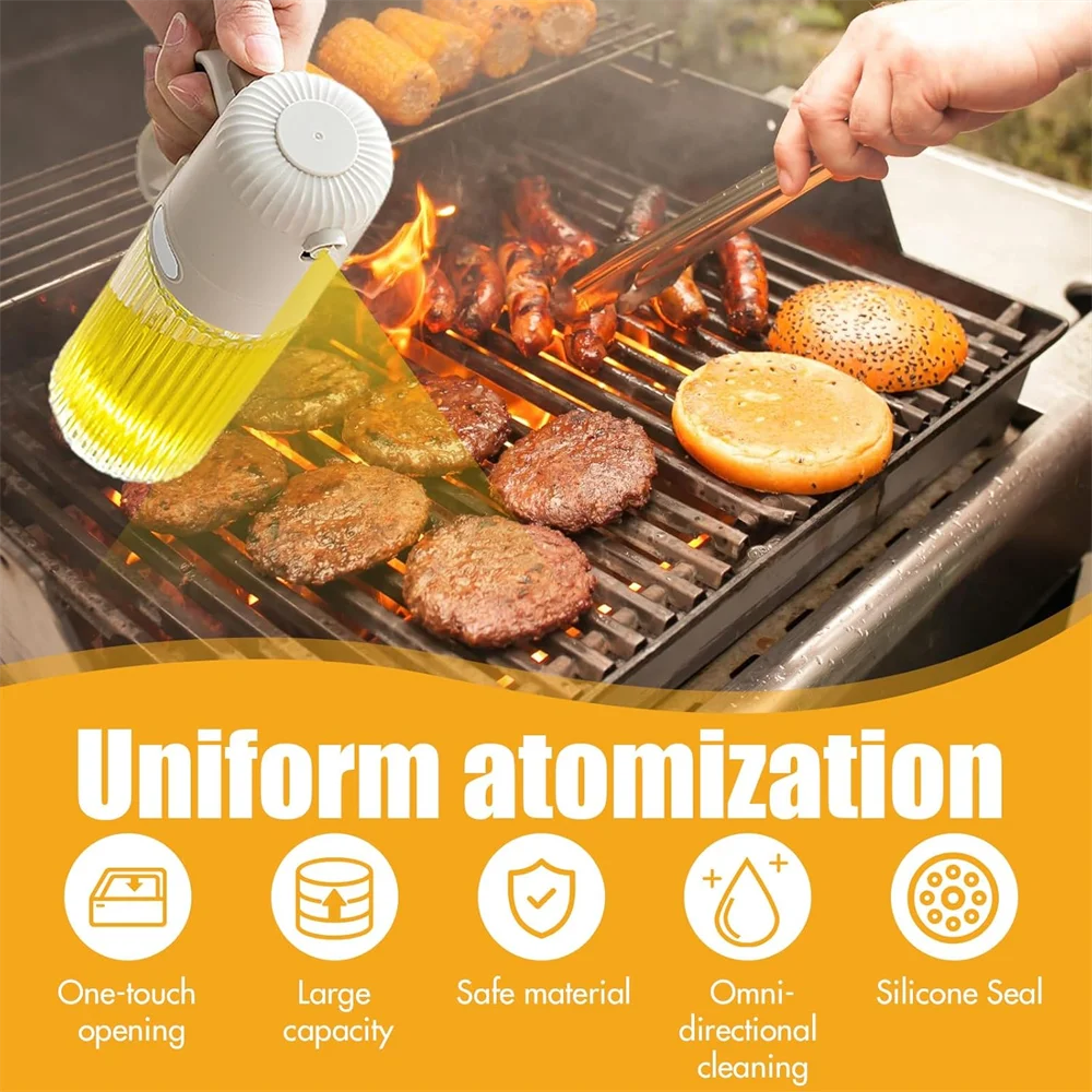 Glass Olive Oil Sprayer Bottle, 250ml, Adjustable, Leak Proof, for Cooking Kitchen, BBQ, Salad, Air Fryers, Light Meals