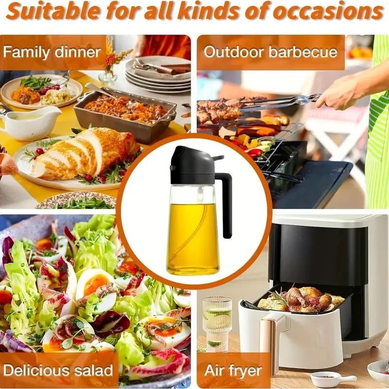 2 In1 Oil Spray Pot Kitchen Household Edible Olive Oil Sprayer Bottle Dispenser Oil Jar Atomized Cruet BBQ Roasting Picnic Tool