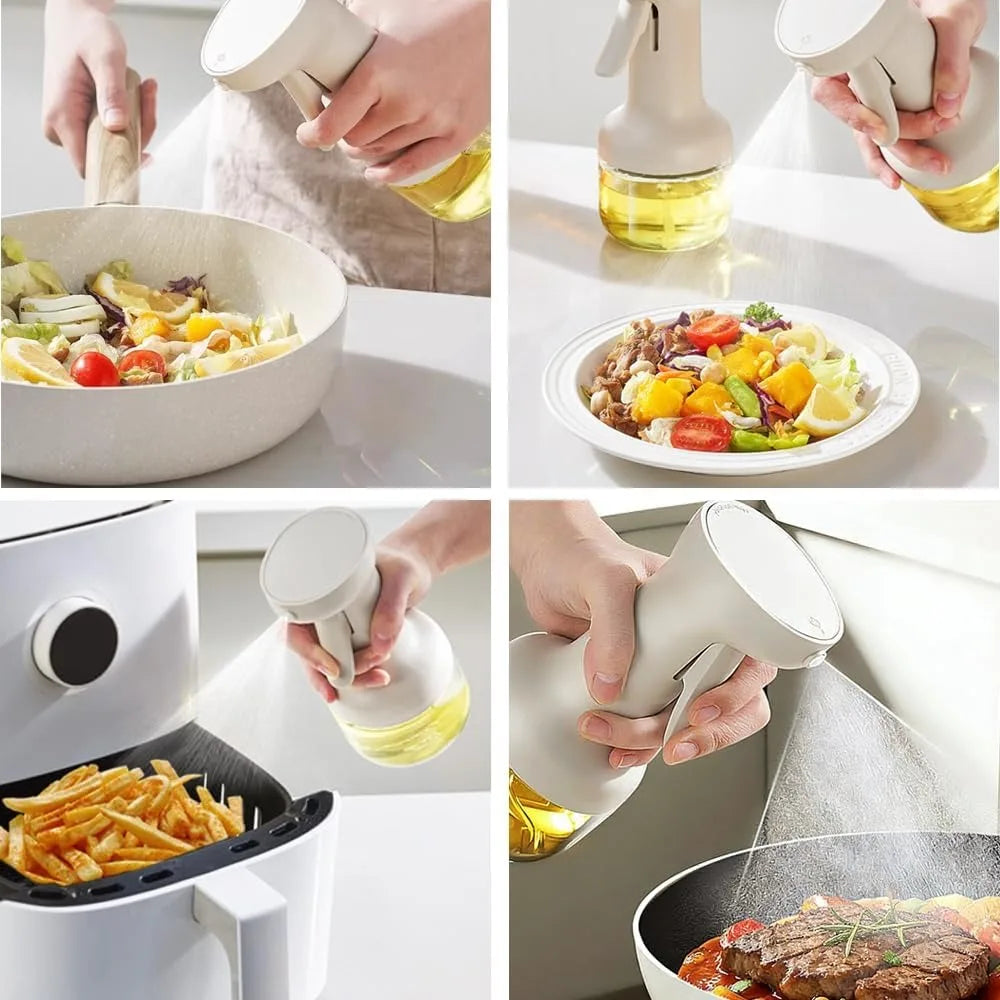 Oil Sprayer for Cooking 280ml Glass Oil Spray Bottle Wide Fan Mist Olive Oil Dispenser Air Fryer BBQ Salad Kitchen Tool