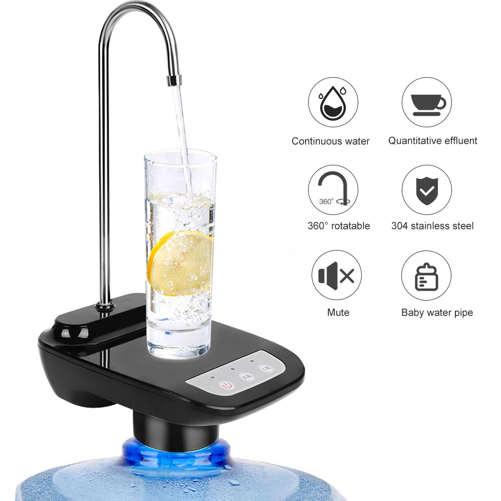 Automatic Water Dispenser Electric Water Gallon Bottle Barreled Pump USB Rechargeable Portable Drink Dispenser with Tray
